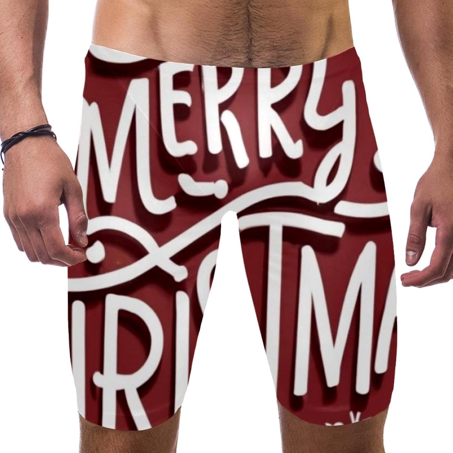 Happy Christmas Jammers for Men, Size S to 3XL Swim Jammer Swimsuit for Practice and Competition Swimming
