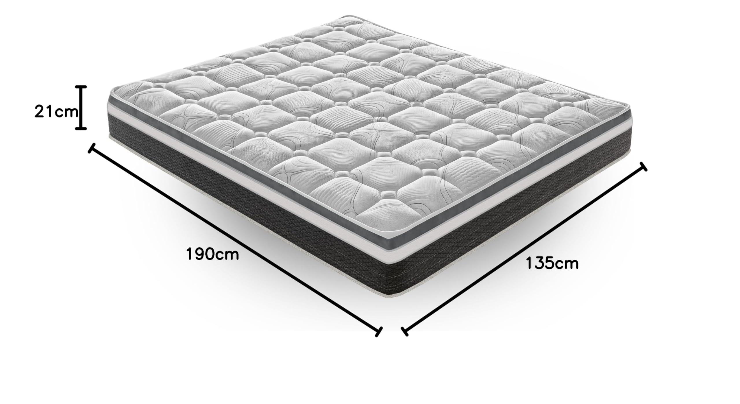 Materassiedoghe – Colchón de espuma viscoelástica de 20 o 30 cm de alto, ortopédico, 13 zonas de confort, 100% fabricado en Italia, máxima transpirabilidad (plaza y media 135 x 190 cm, altura 20 cm)