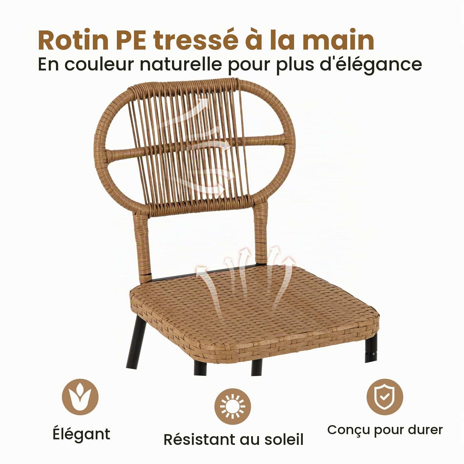 LIFEZEAL Ensemble Table à Manger avec 2 Chaises pour Jardin Extérieur