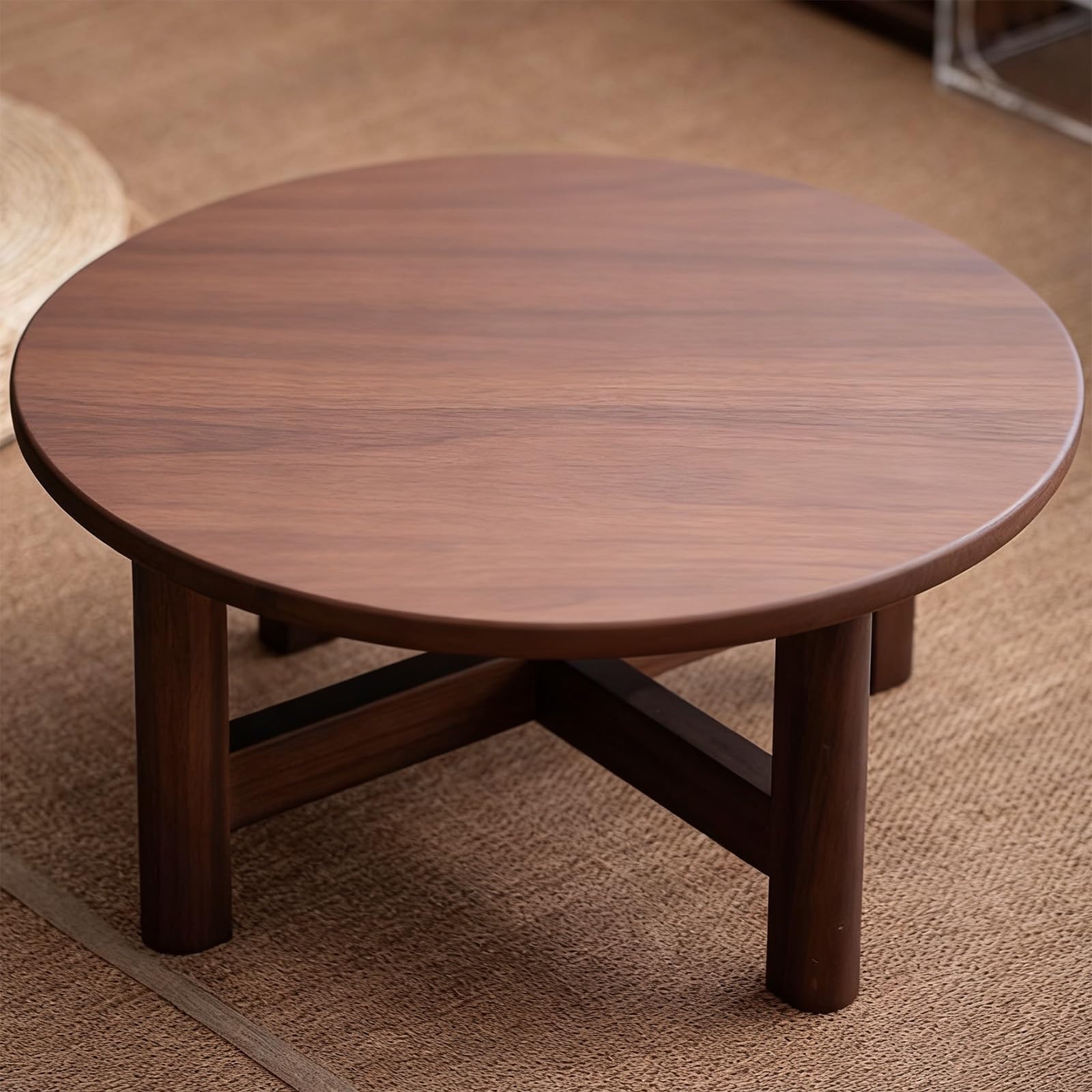 Table basse en noyer massif 55x26cm avec assemblage tenon et mortaise