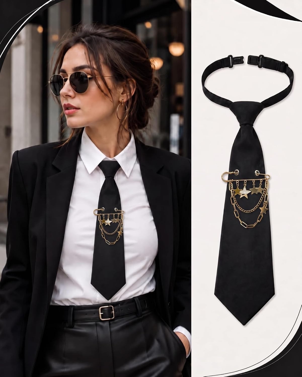 Black Tie for Women Y2K Punk Gothic Tie for School Uniform image 5