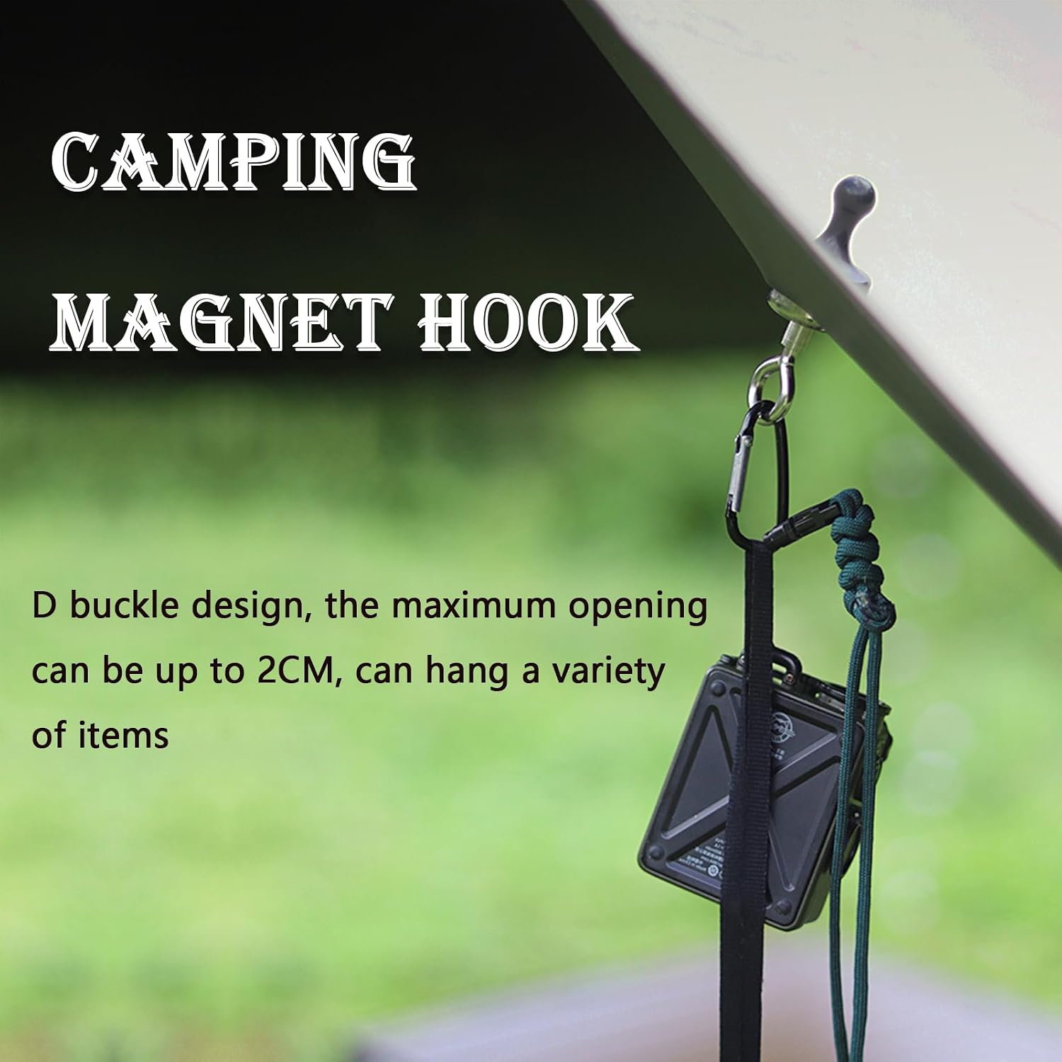Magnetic Hooks,Heavy Duty Strong Neodymium Magnets with Carabiner Hook, Magnet Hooks with Swivel for Cruise, Grill, Campingr - 4 Pack Black