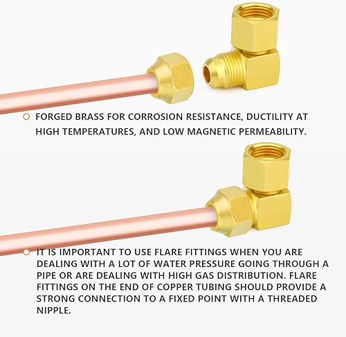 Miniatura 95 de GASHER 10 piezas de latón SAE 45 grados Flare Tube Fitting, 1/2" Flare Nut Aire Acondicionado Tubo de cobre Extensión de tubo de cobre a tope Tuerca
