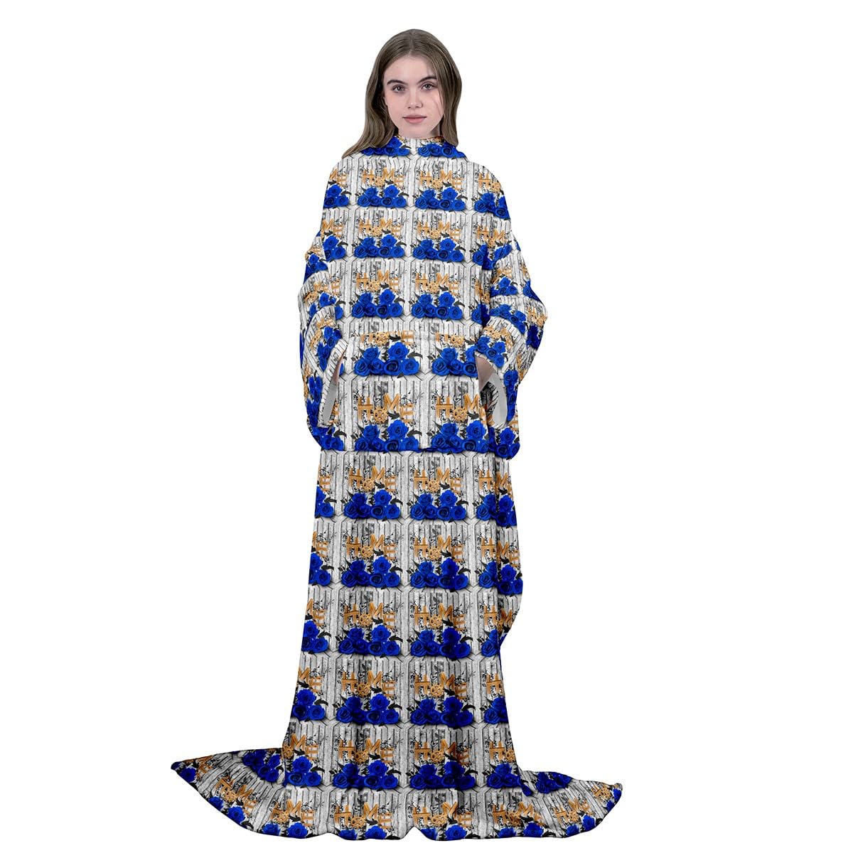 Homemissing Manta de forro polar con mangas para mujeres, hombres, adultos y niños, 50 x 50 pulgadas, manta cálida y acogedora para flores de jardín, manta de manga súper suave con brazo, granja