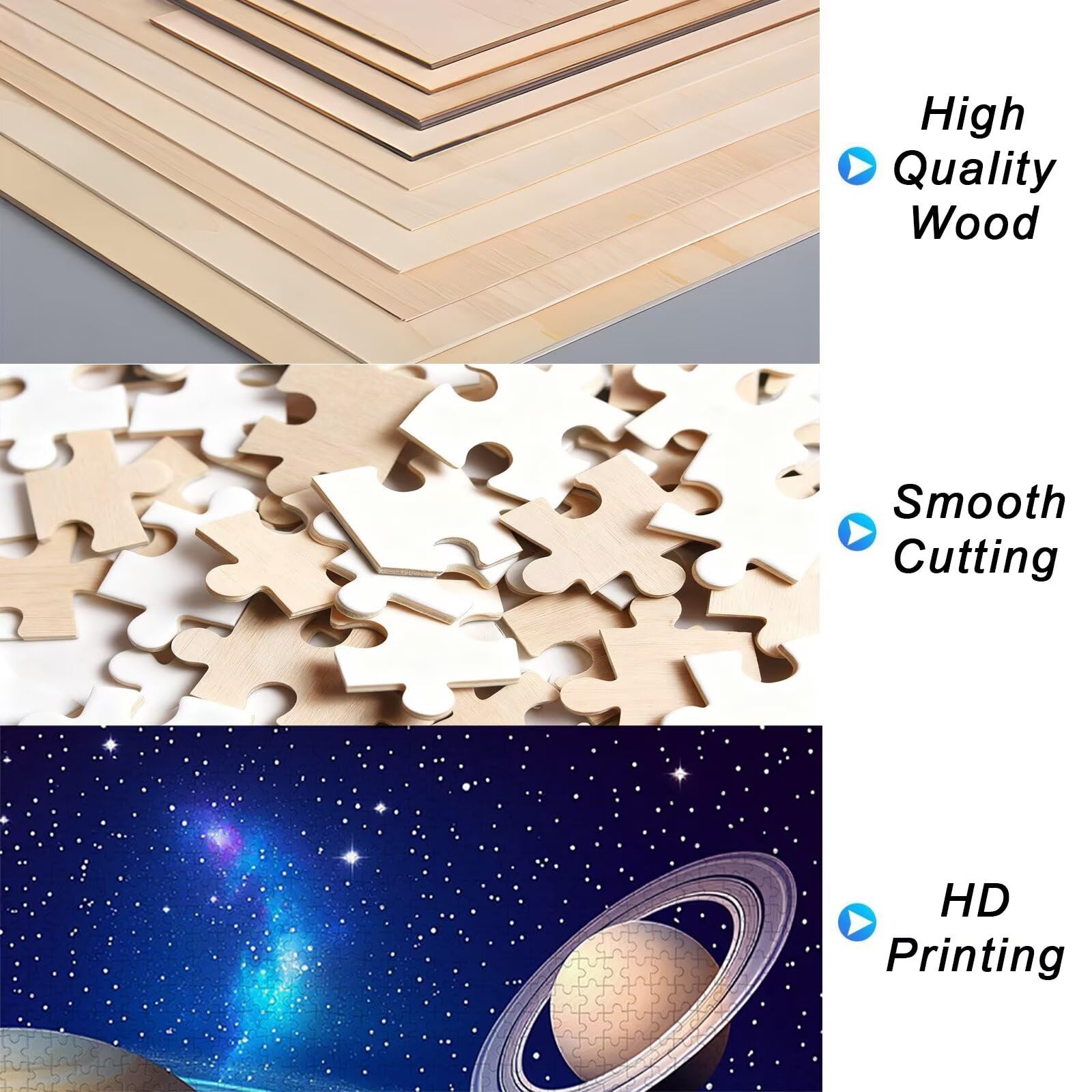 Puzzle Pianeta, Puzzle 1000 Pezzi Cielo Stellato in Legno Impegnativi per Adulti, Misura: 75x50 cm, Gioco Educativo Fai Da Te con Scatola Regalo per Adulti, Puzzles per Decorazione & Regalo, -3580