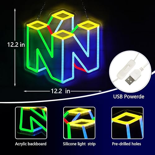 Miniatura 4 de WonderfulLife Letrero de neón de juego para decoración de zona de jugador, luces LED para decoración de bar de cueva o dormitorio. Alimentado por