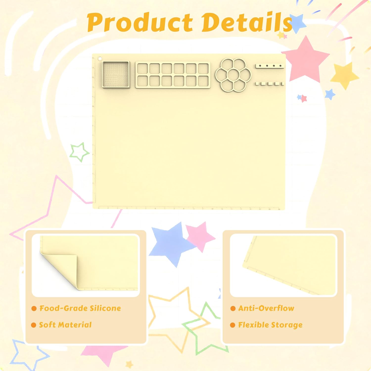 Painting Station Set, Upgraded Paint Brush Cleaner and Silicone Painting Mat with 10 Paint Brushes, Art Painting Supplies Set Gifts（Yellow）