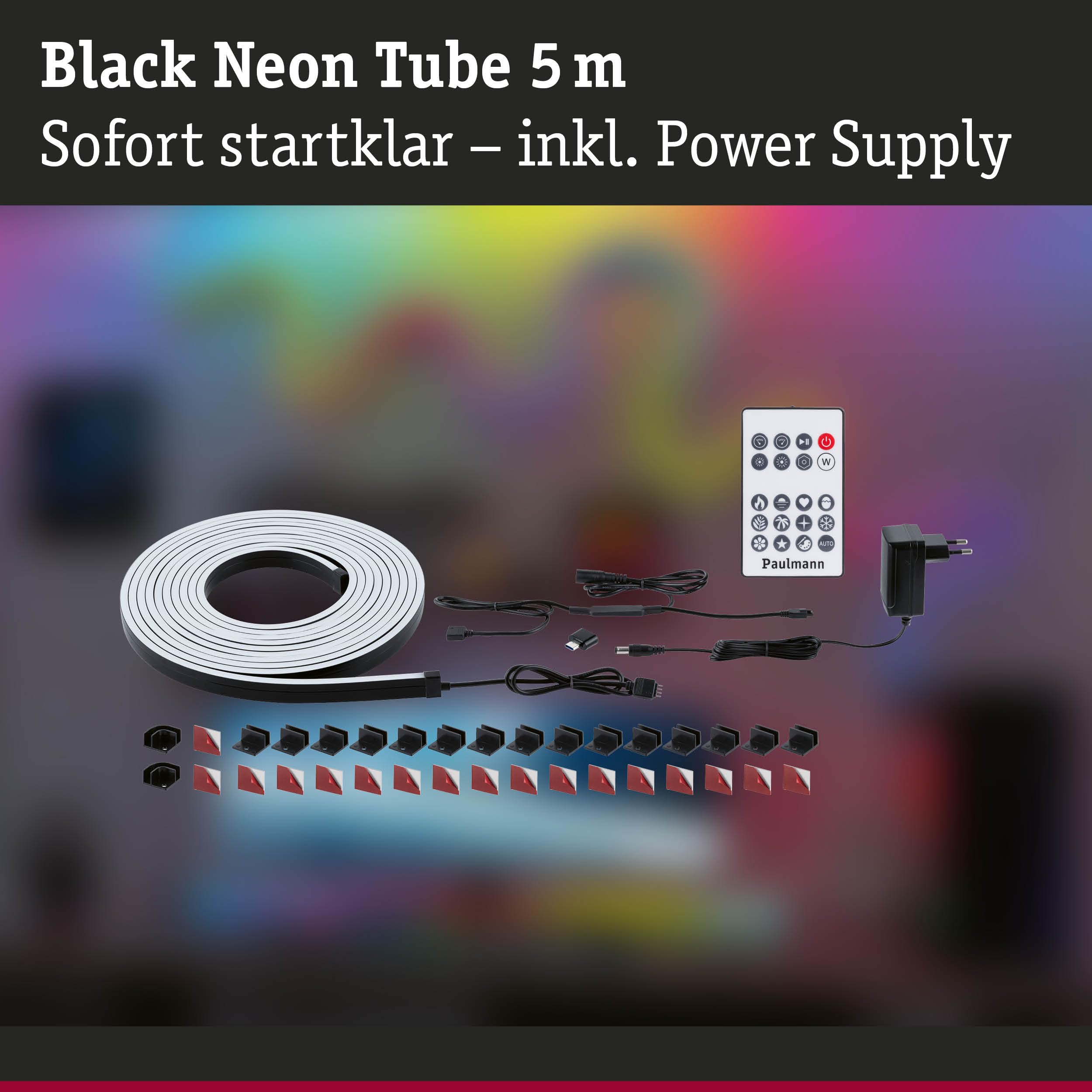 Paulmann EntertainLED Black Neon Tube USB 5m 12W 5V DC schwarz 79557