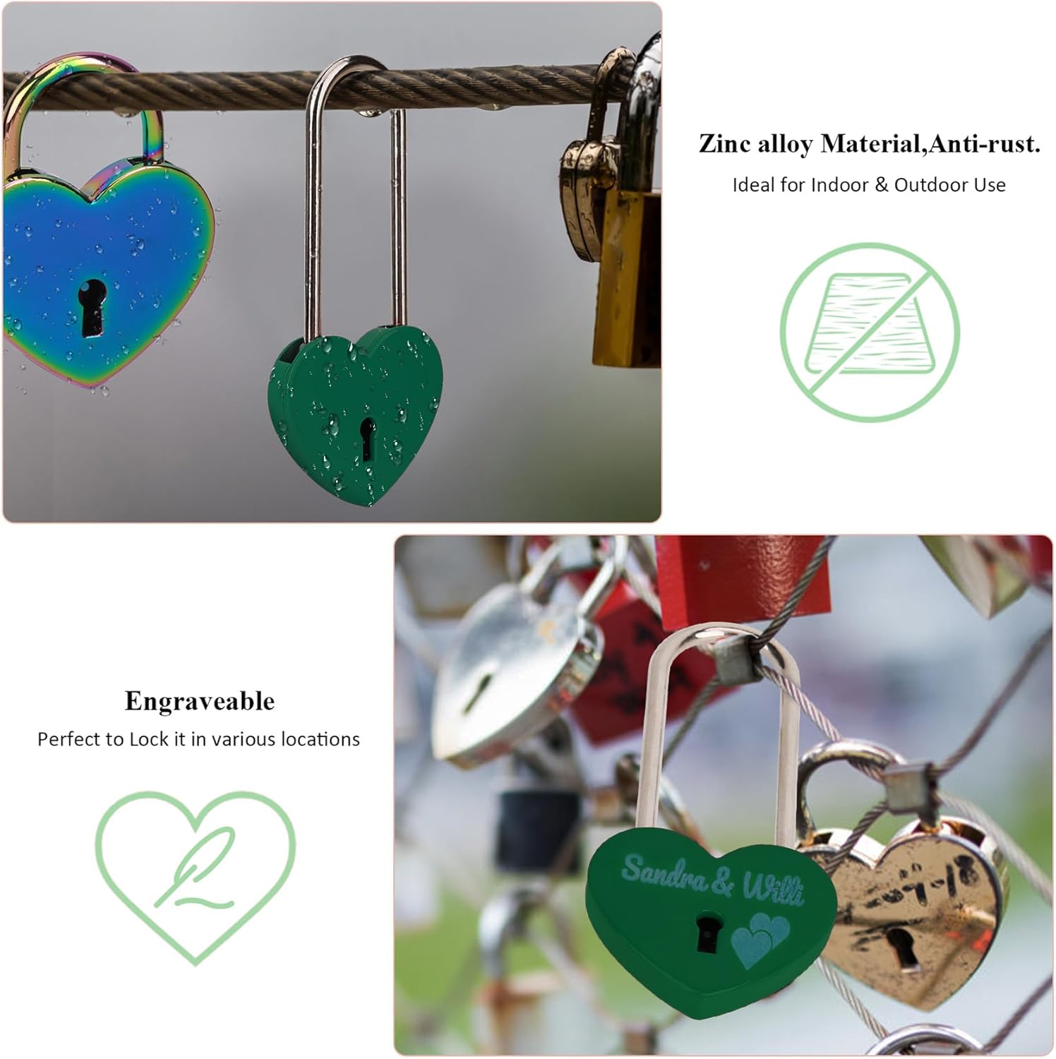Love Lock Heart Padlock, 50mm 3.5" Rubber Paint Red Single Heart Lock with Key for Fence,Bridge, Lovers, Wedding, Anniversary, Travel Present