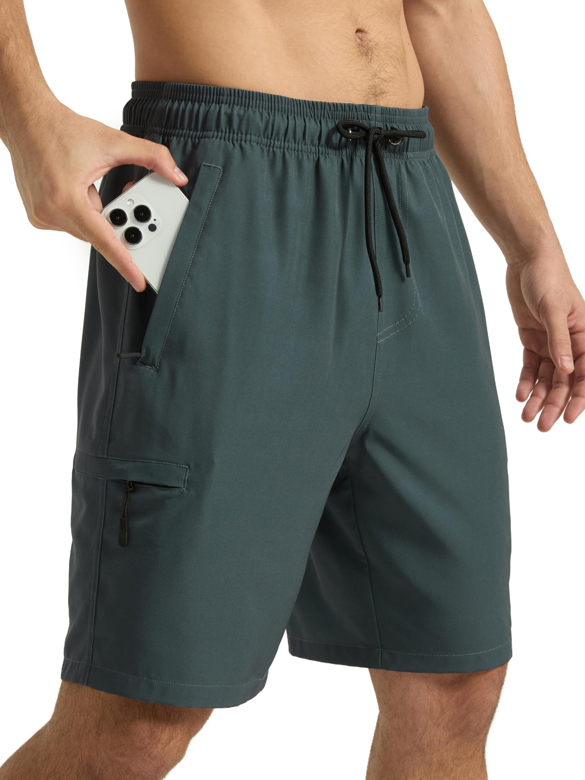 Arcweg Badehose Herren Cargo Shorts mit Reißverschlusstasche - Lange & Schnelltrocknende Badeshorts Schwimmhose ohne Innenfutter für Freizeit, Strand und Sport S-3XL