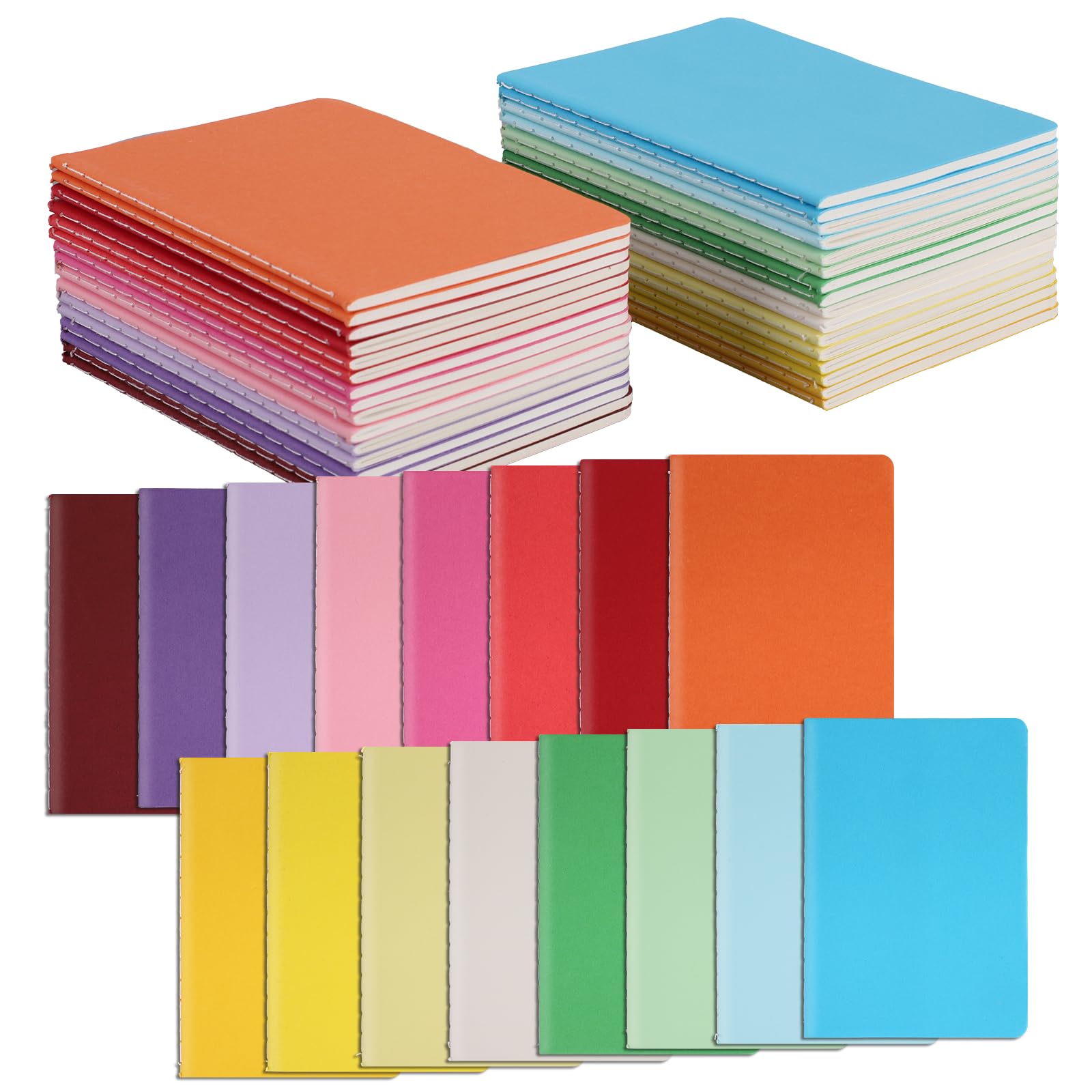 JESIFFY 32Pcs Mini Notebooks, 48 Pages Each, 14x9cm Small Pocket Notebook Assorted Colors, Ideal for Party Favors, Student Supplies, Daily Notes, Travel Journal and Classroom Rewards