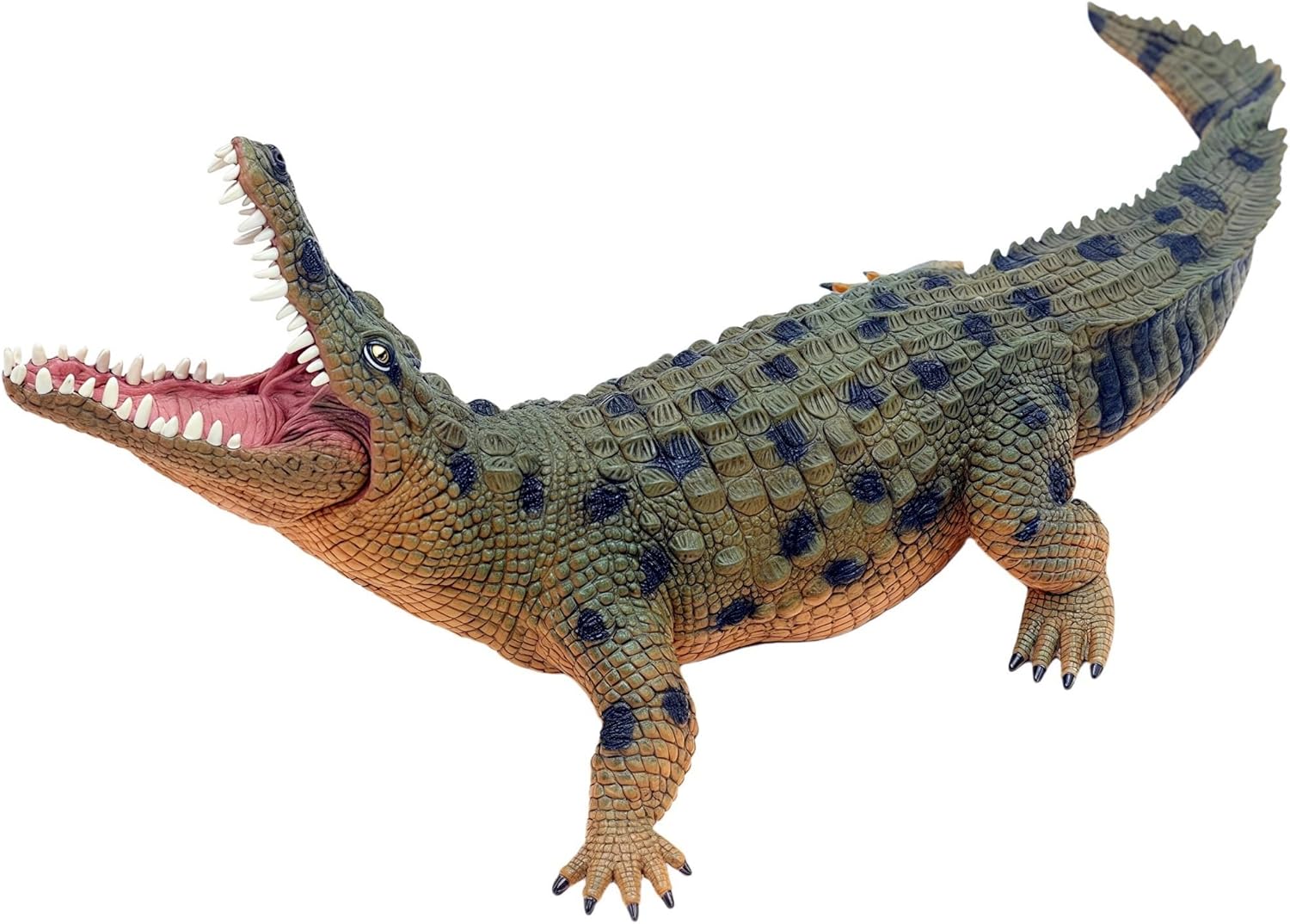 Gemini&Genius Upward Crocodile Animal Action Figure Toys for Kids with Moveable Jaw and 12 Inches Length - Green Alligator Toy