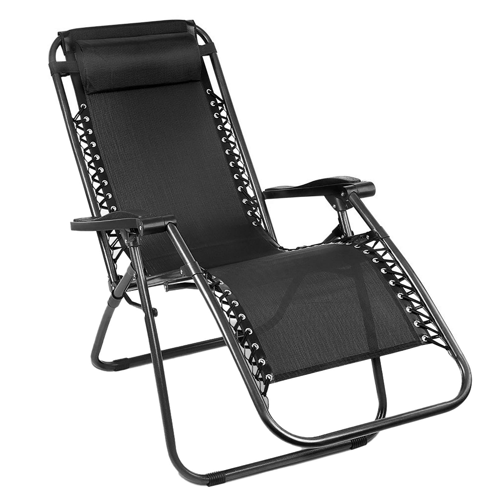 Gardeon Zero Gravity Portable Reclining Lounge Folding Outdoor Camping Beach Chair Black 1pc Black
