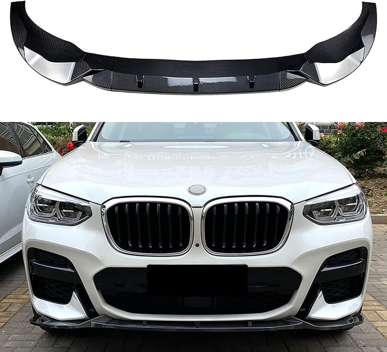 Compatible with BMW X3 X4 G01 G02 M Pack 2018-2021, Car Front Bumper Spoiler Lip, Lower Duckbill Splitter Lip Body Kit Exterior Trim Accessories,Carbon Fiber Look