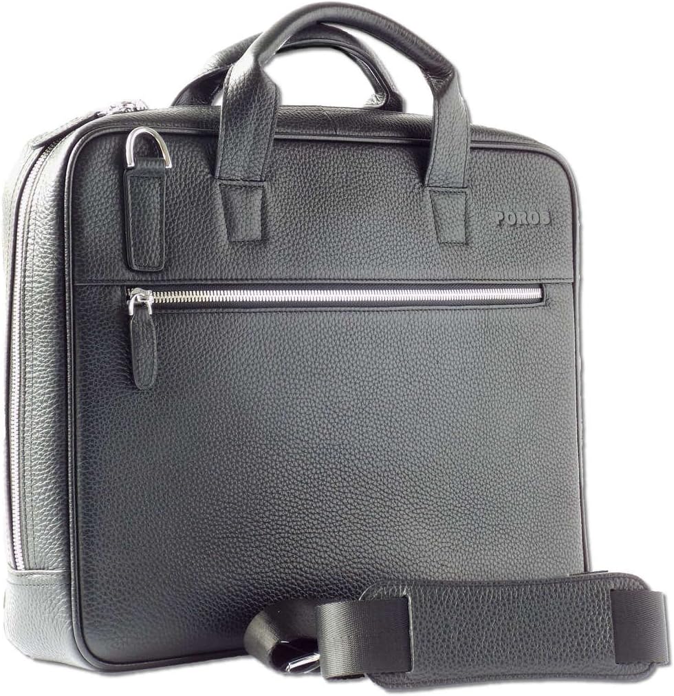 Black Leather Charging Briefcase Apple Lightning Cedar