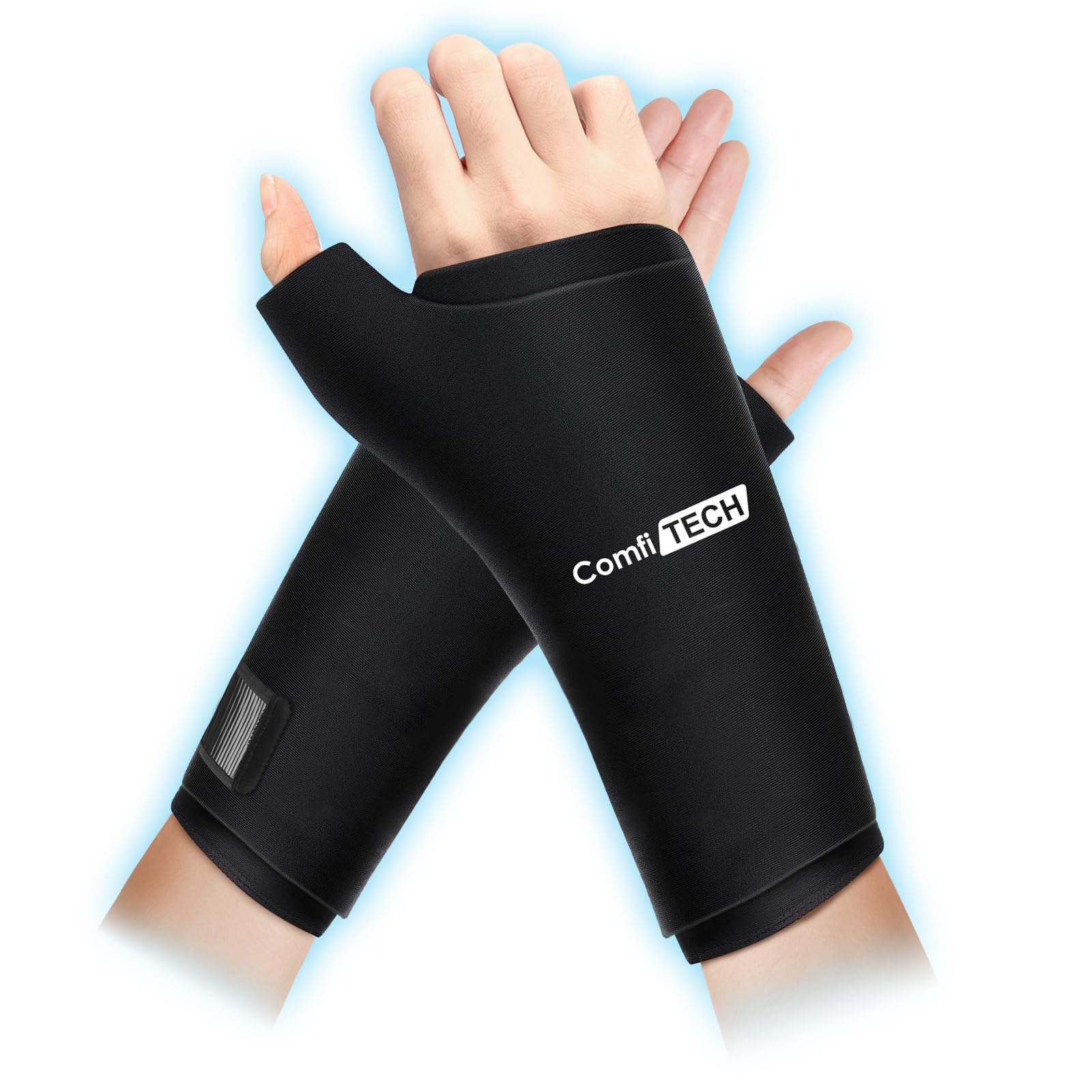 Comfitech Wrist Ice Pack Wrap for Hand, Thumb & Arm with Extended Coverage, Carpal Tunnel Cooling Sleeve for Better Putting On & Off, Cold Gloves Reusable, Large, Two Packs