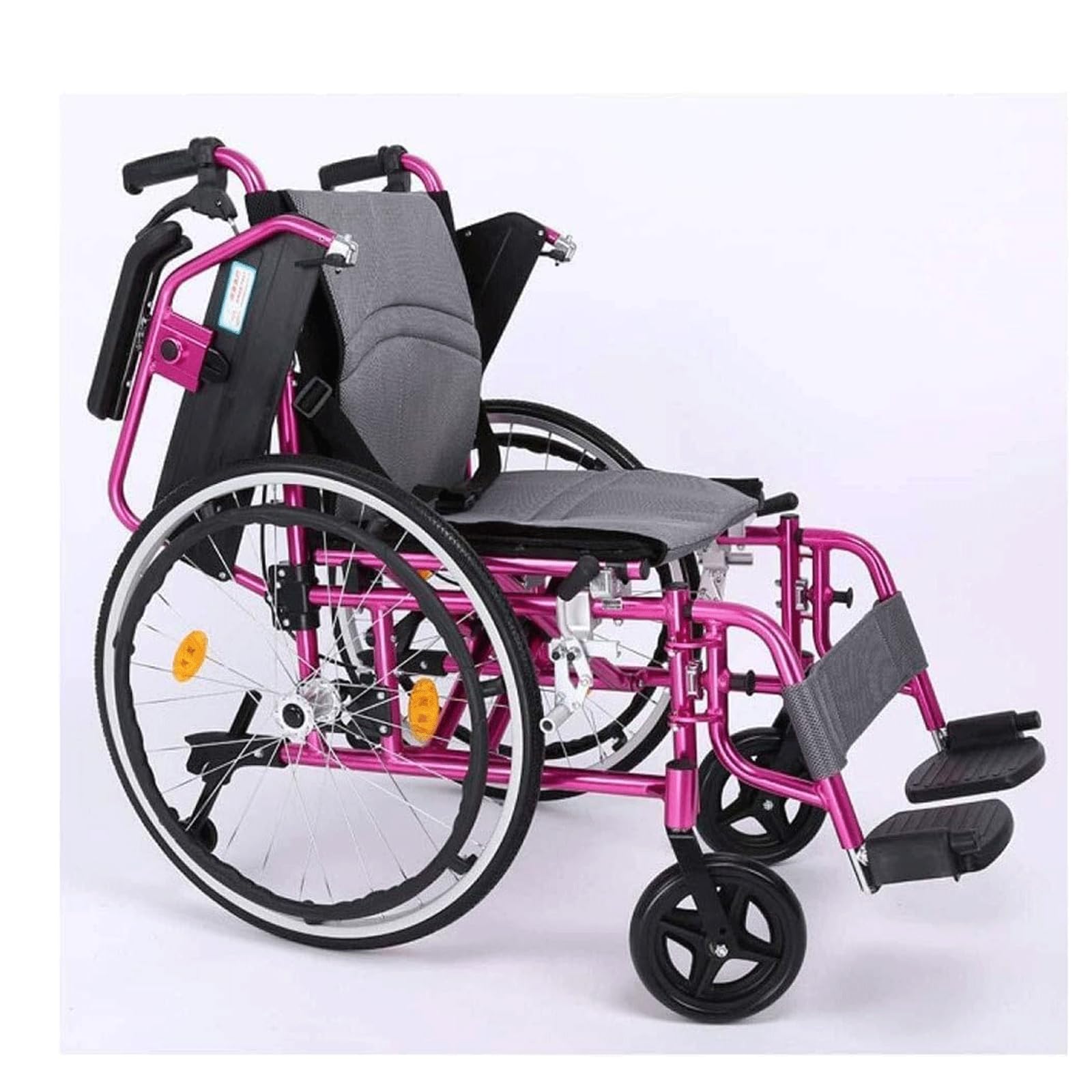 Silla de Ruedas Plegable Ultraligera Silla de Ruedas de Transporte Portátil Aluminio Deportes Silla de Ruedas Manual Autopropulsable/Red