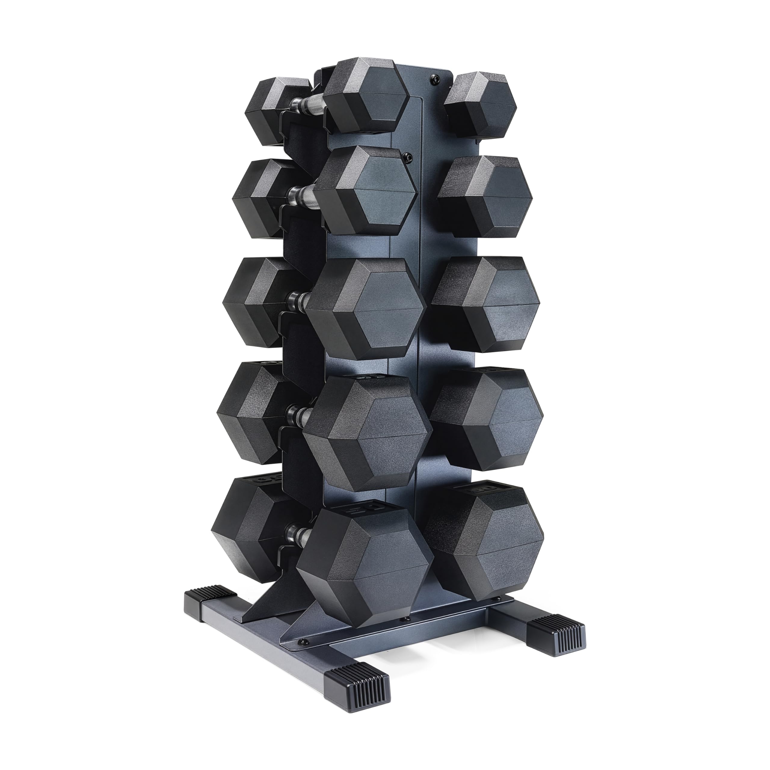 CAP Barbell Rubber Coated Hex Dumbbell Set with Vertical Rack | 100-300 lbs Free Weights Dumbbells Set for Home Gym | Multiple Options