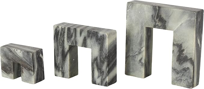 Deco 79 Marble Abstract Decorative Sculpture Square Arch Home Decor Statues with Varying Sizes, Set of 3 Accent Figurines 7