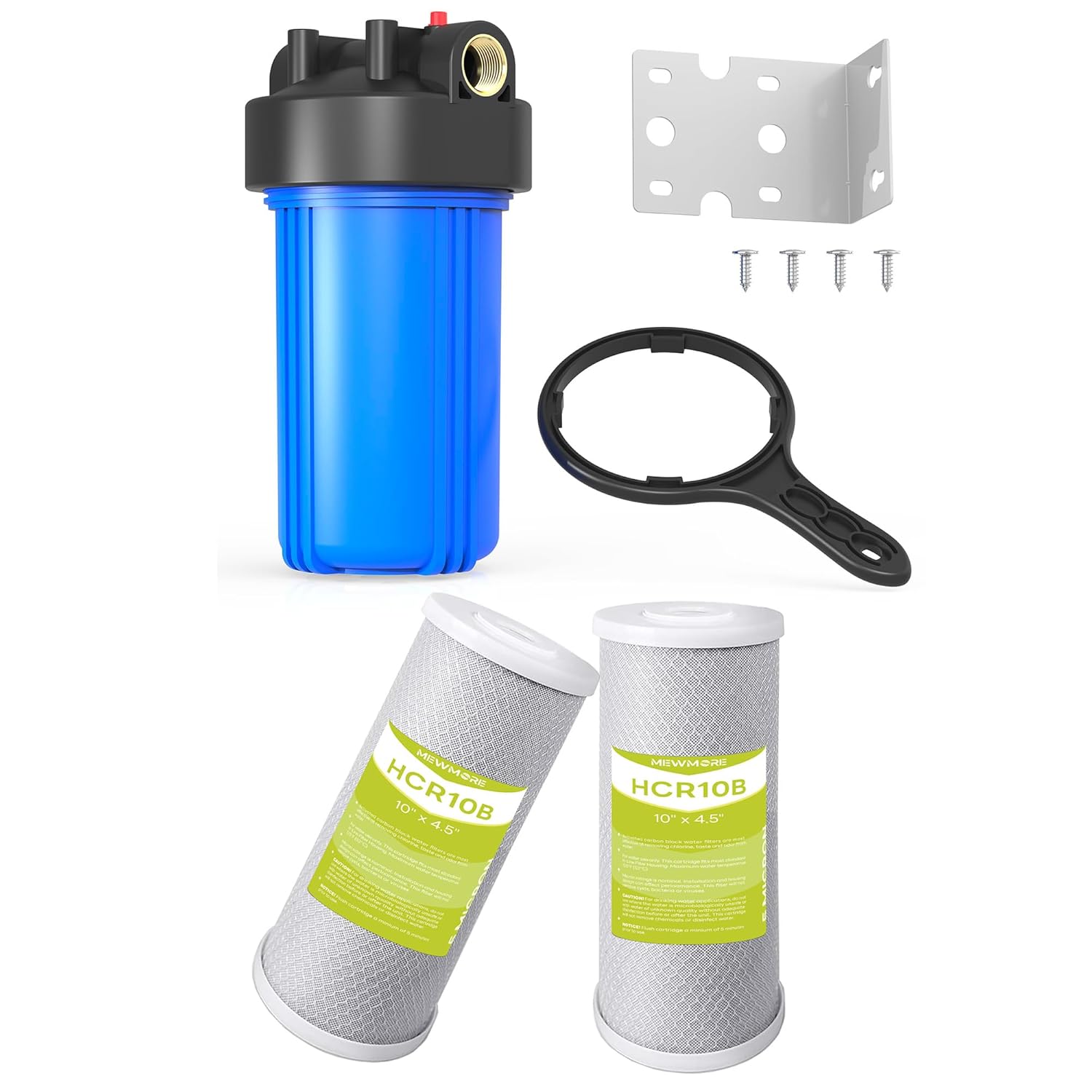 WHB10 10"x4.5" Whole House Water Filter Housing with 5 Micron Whole House Carbon Water Filter Cartridge-Pack of 2