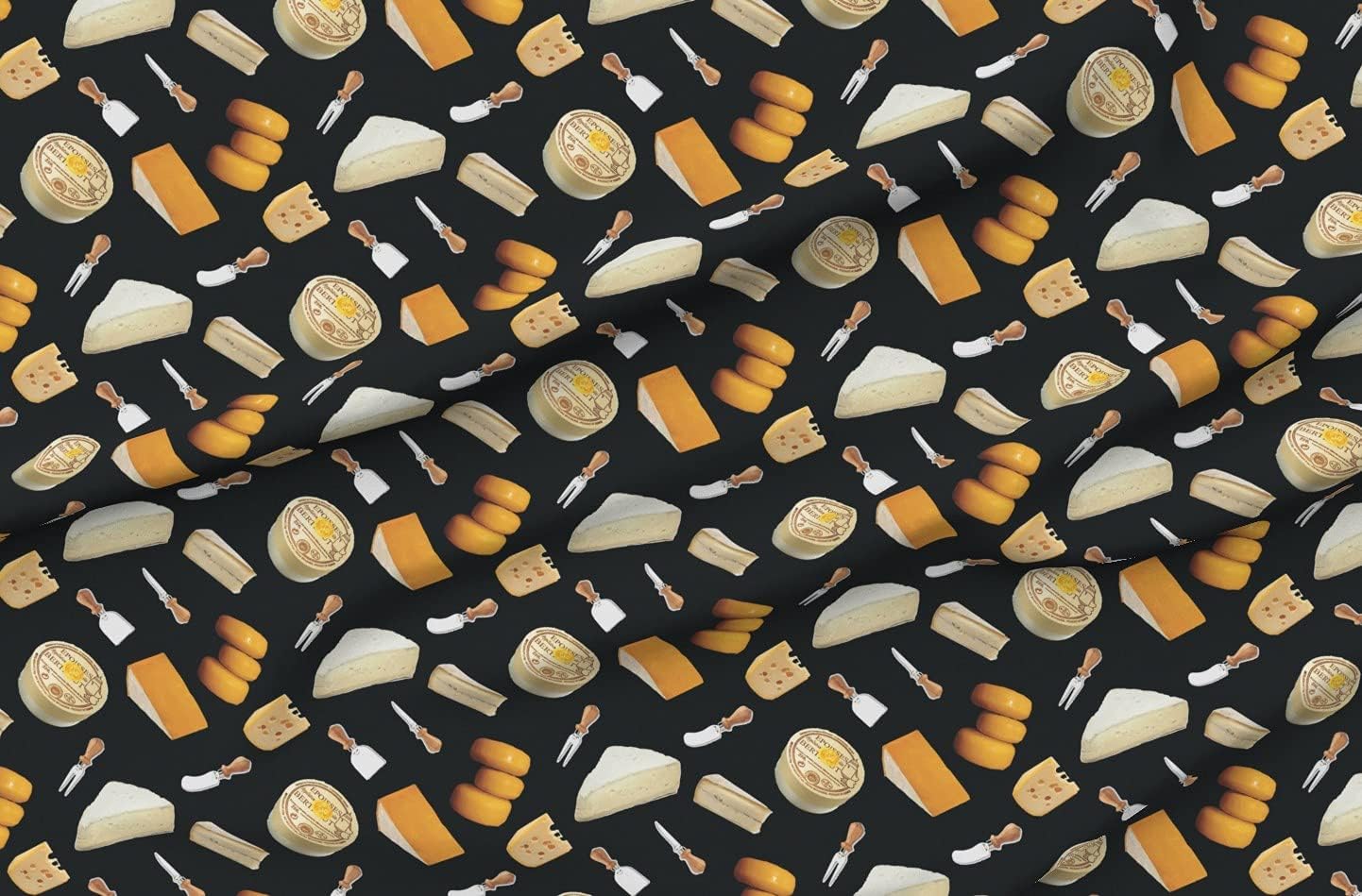 Spoonflower Fabric - French Cheese Paris Food Picnic Party Wine Printed on Petal Signature Cotton Fabric Fat Quarter - Sewing Quilting Apparel Crafts Decor