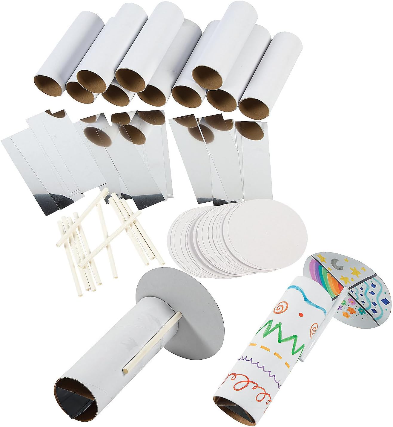 Fun Express Bulk DIY Kaleidoscope Kit Makes 50 - Educational STEM Science Craft Party Favors for Kids Ages 6-12 | Classroom Activities & Birthday Party Supplies for Creative Learning Projects