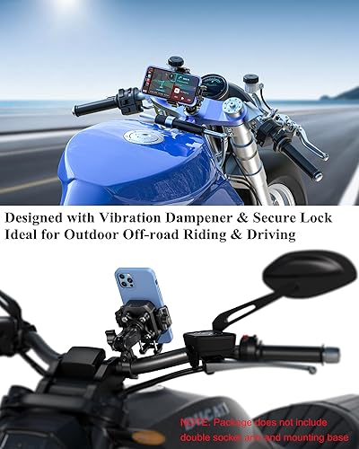 Miniatura 7 de BRCOVAN Soporte de bola de 1 pulgada para teléfono con amortiguador de vibraciones, compatible con soportes RAM tamaño B, brazo de doble zócalo,