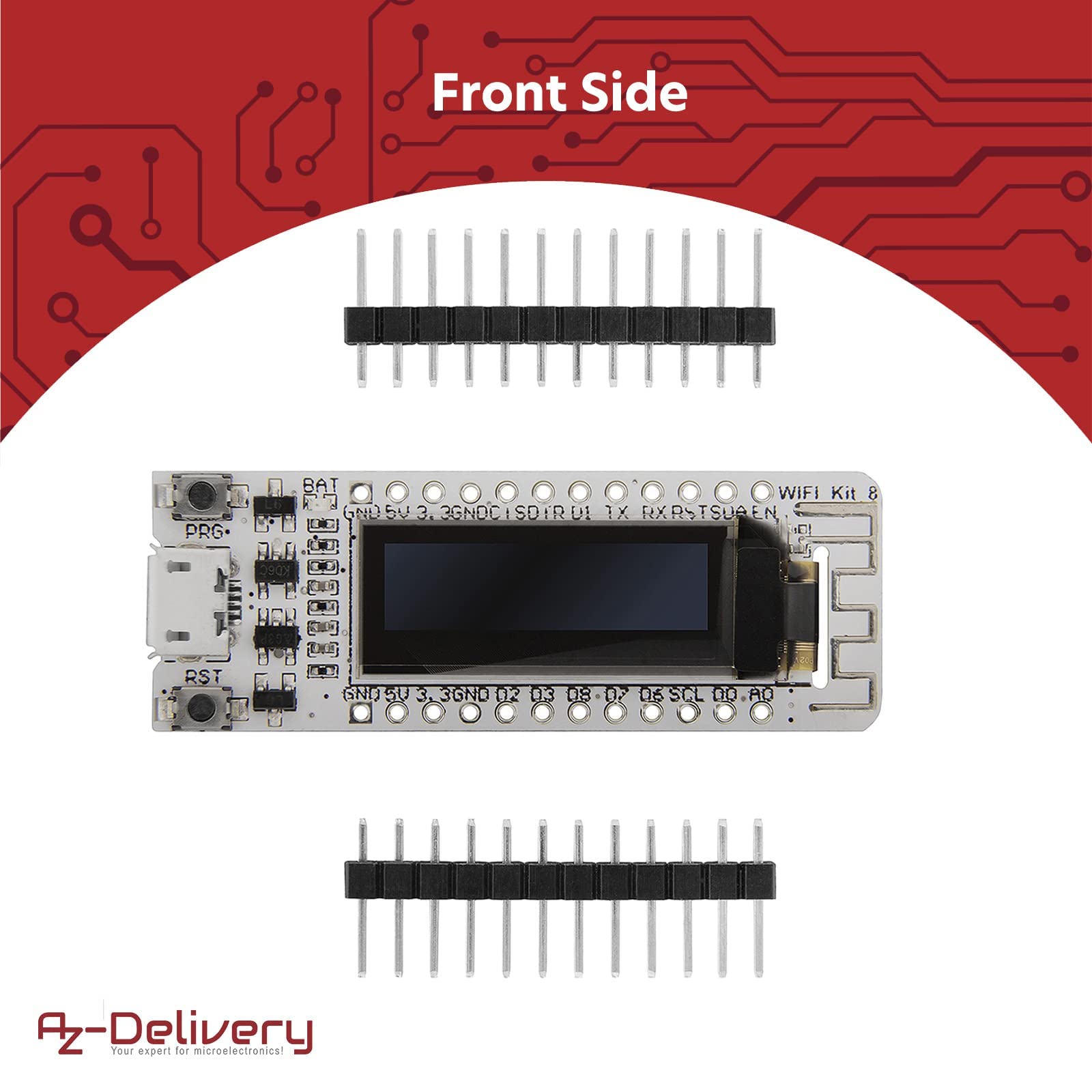 AZDelivery 5 x NodeMCU ESP8266 ESP-12F Heltec WIFI Amica Modulo V2 con CP2104 con 0,91 Display OLED compatibile con Arduino incluso un E-Book!