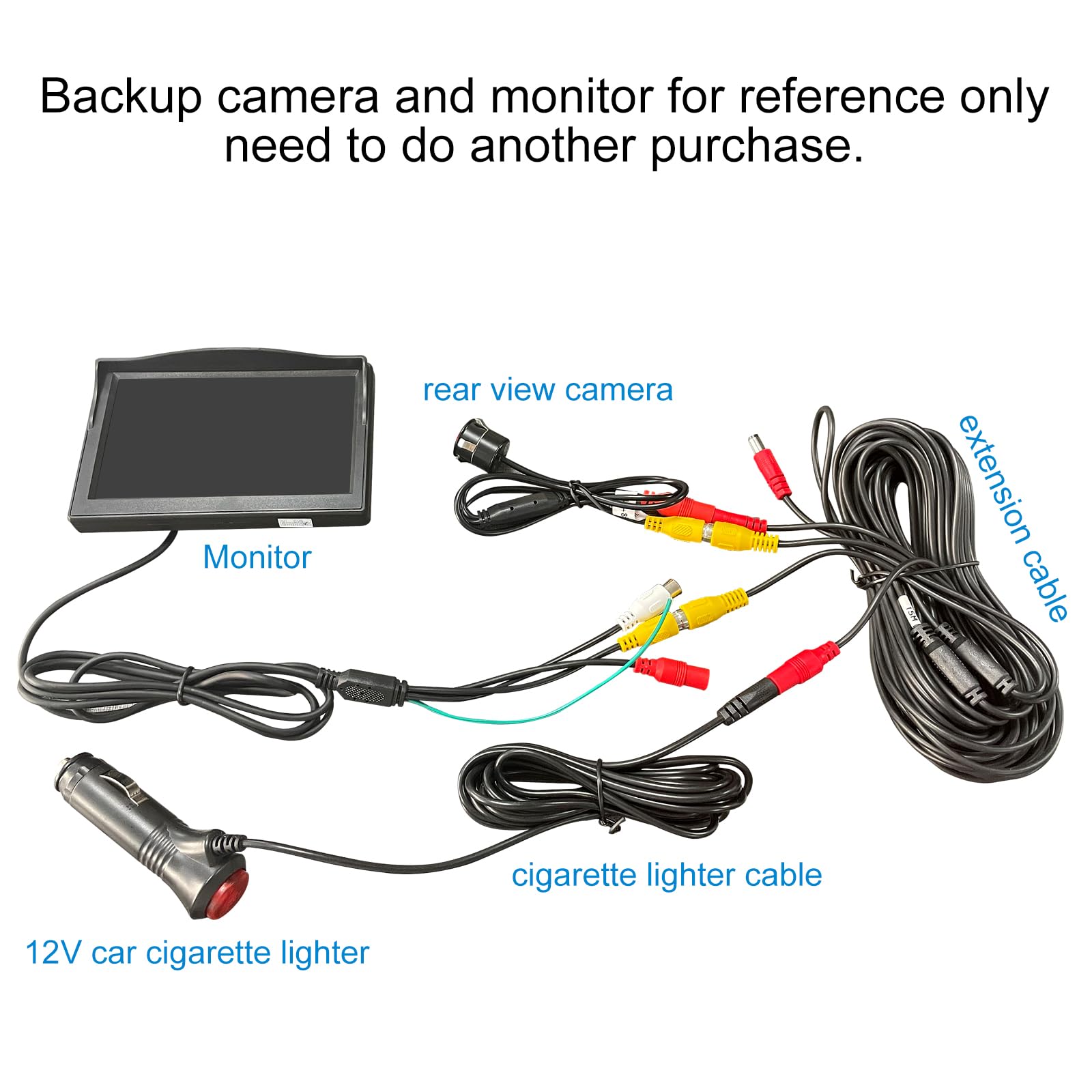 Amazon.com: VOJKOREL 12V/24V Cigarette Lighter Power Supply Kit for Car Rear  View Camera and Monitor with 15M RCA Video Connection Extension Cable. :  Electronics