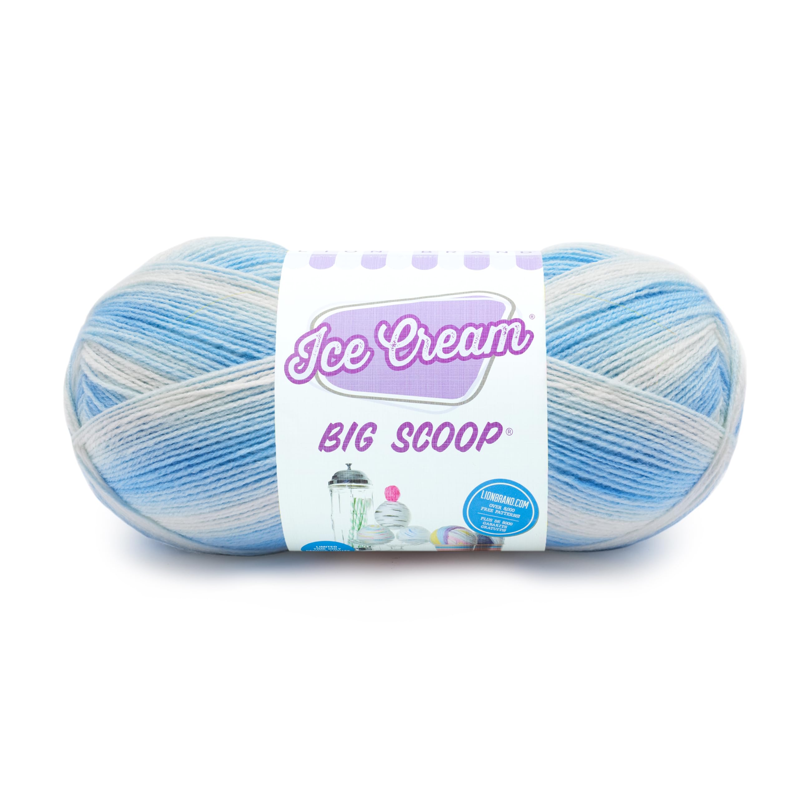 Hilo Lion Brand Yarn Ice Cream Big Scoop azul para tejer mantas de bebé en casa