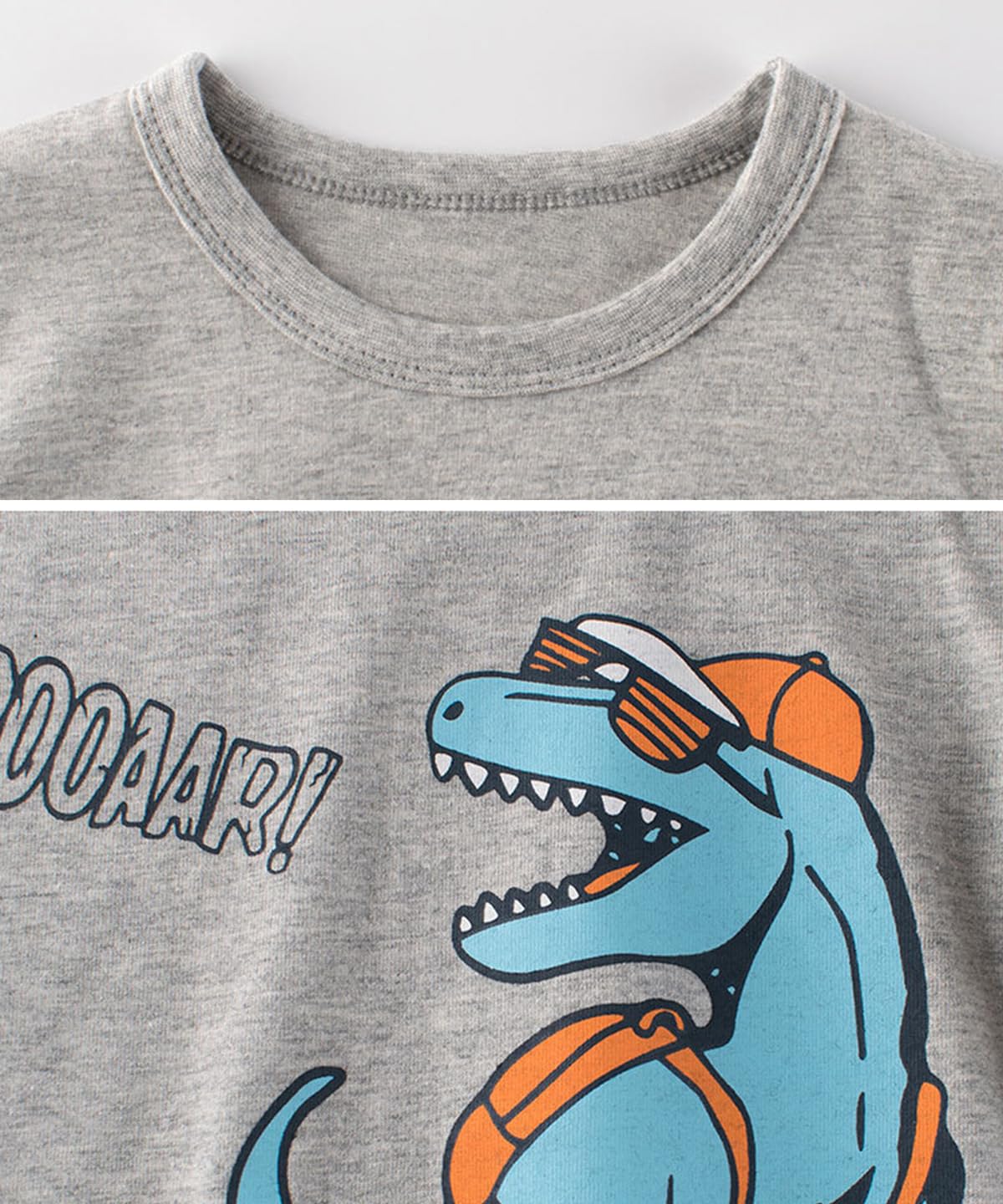 GFQLONG Paquete de 3 camisetas de algodón de manga larga para niños pequeños, dinosaurio, raglán, camisetas de otoño