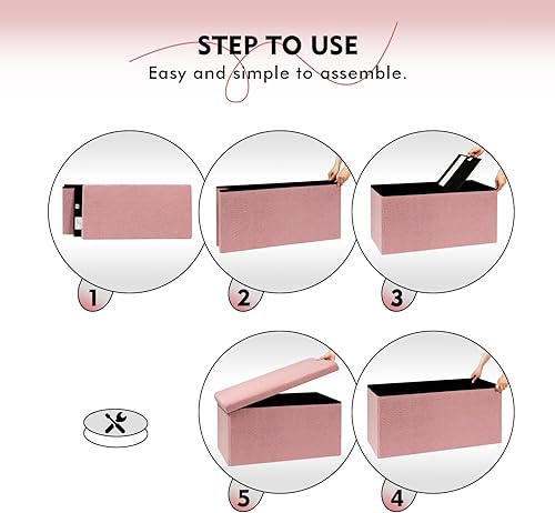 Miniatura 135 de PINPLUS Otomanas otomanas de almacenamiento con forma cuadrada con reposapiés de almacenamiento para sala de estar, asiento otomano Boucle para