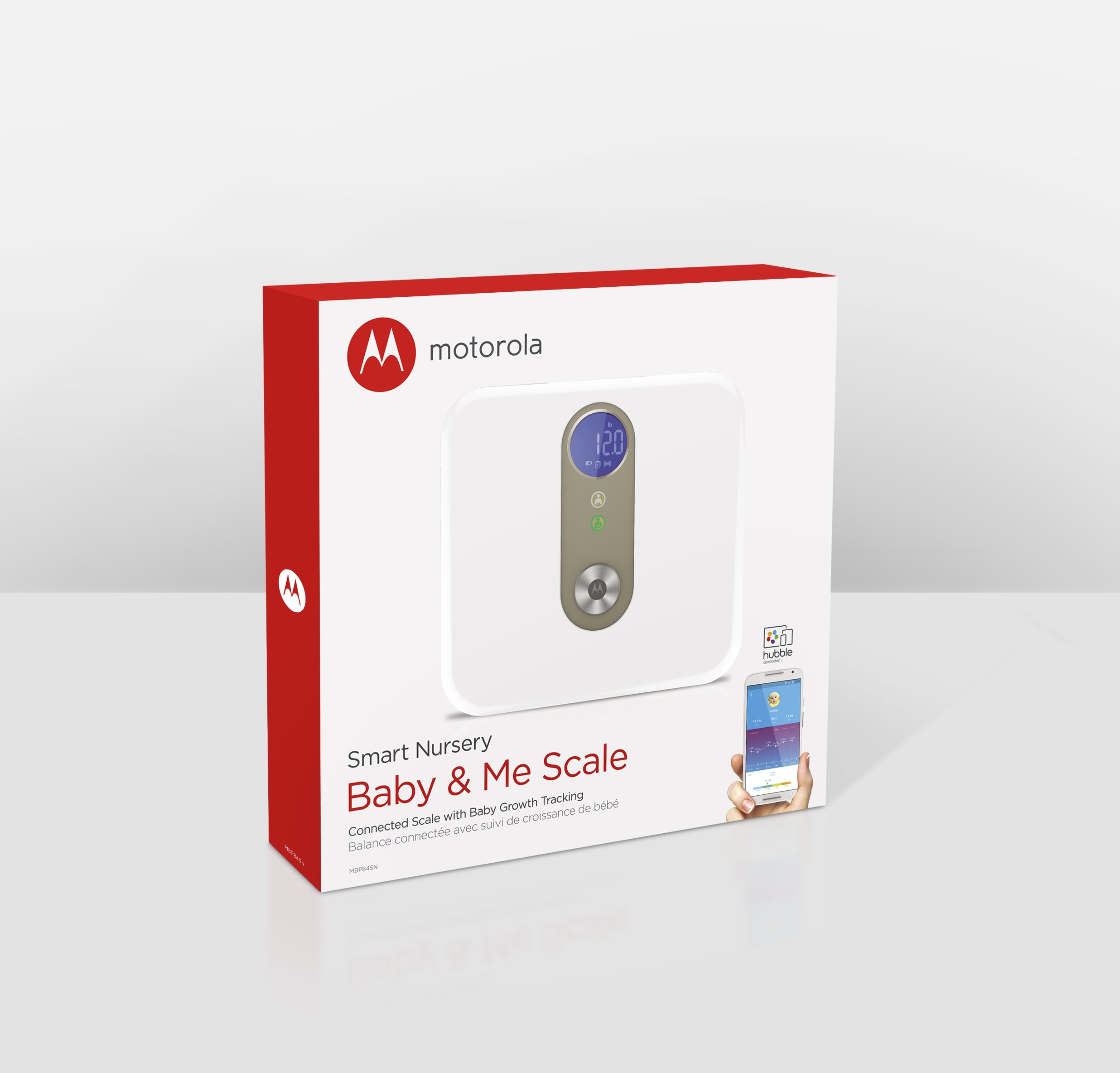 Motorola Baby Smart Nursery Baby & Me Scale - Balance pèse-bébés connectée avec bluetooth pour le bébé et le reste de la famille, couleur blanc