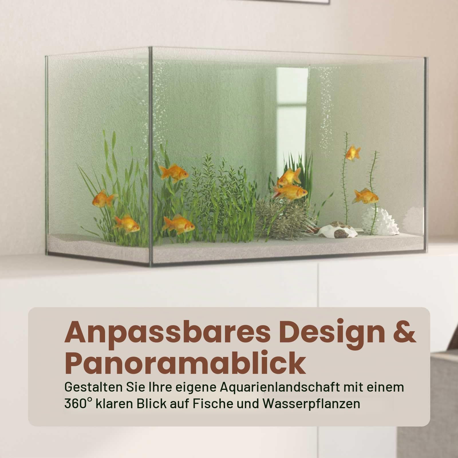 vidaXL Aquarium mit Speicher Transparent 50 x 30 x 30 cm Glas, Aquarium Vitrine, modernes Glasbecken, Panorama-Fischschale, drinnen & draußen, sicherer Rückzugsort