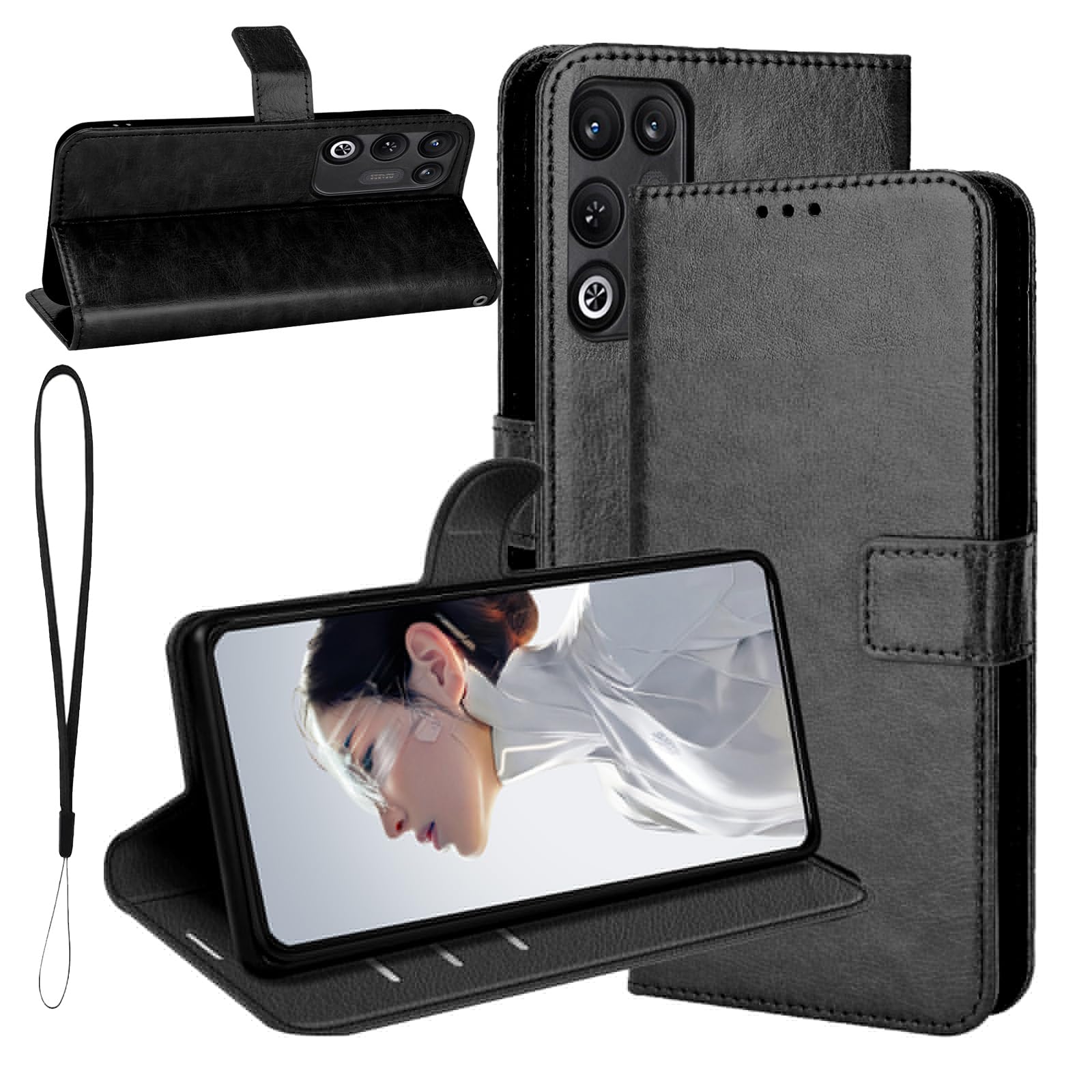 KZIOACSH Wallet Case for RedMagic 11 Air, Full Protection Magnetic Closure Ultra Slim Book Flip Folio PU Leather Inner TPU Bumper Cover with Money Card Holder & Kickstand,Black
