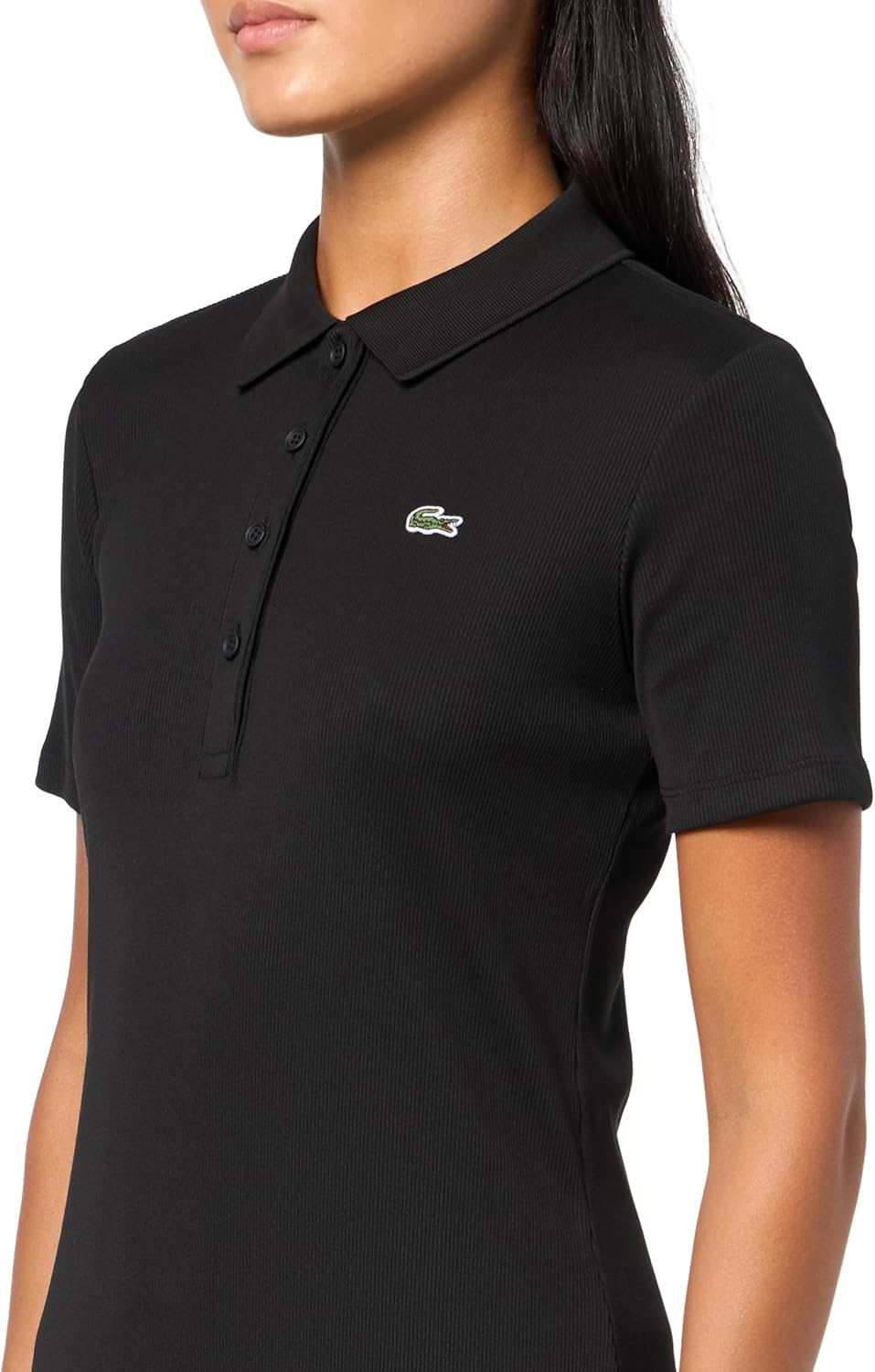Lacoste Womens Long Ribbed Cotton Polo Dress - Image 5