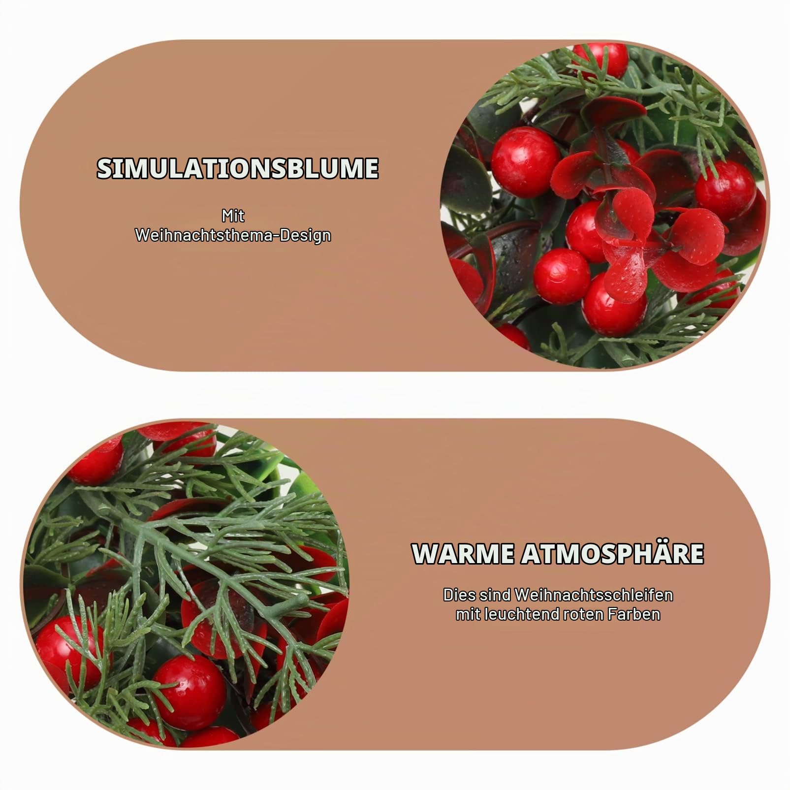 VALICLUD Weihnachtskranz Tannenkranz Türkranz Beerenkranz: Weihnachten Kranz Beeren Girlande Winterkranz Dekokranz Adventskranz Christbaumschmuck Türschild Deko Türdeko Weihnachtsdekoration