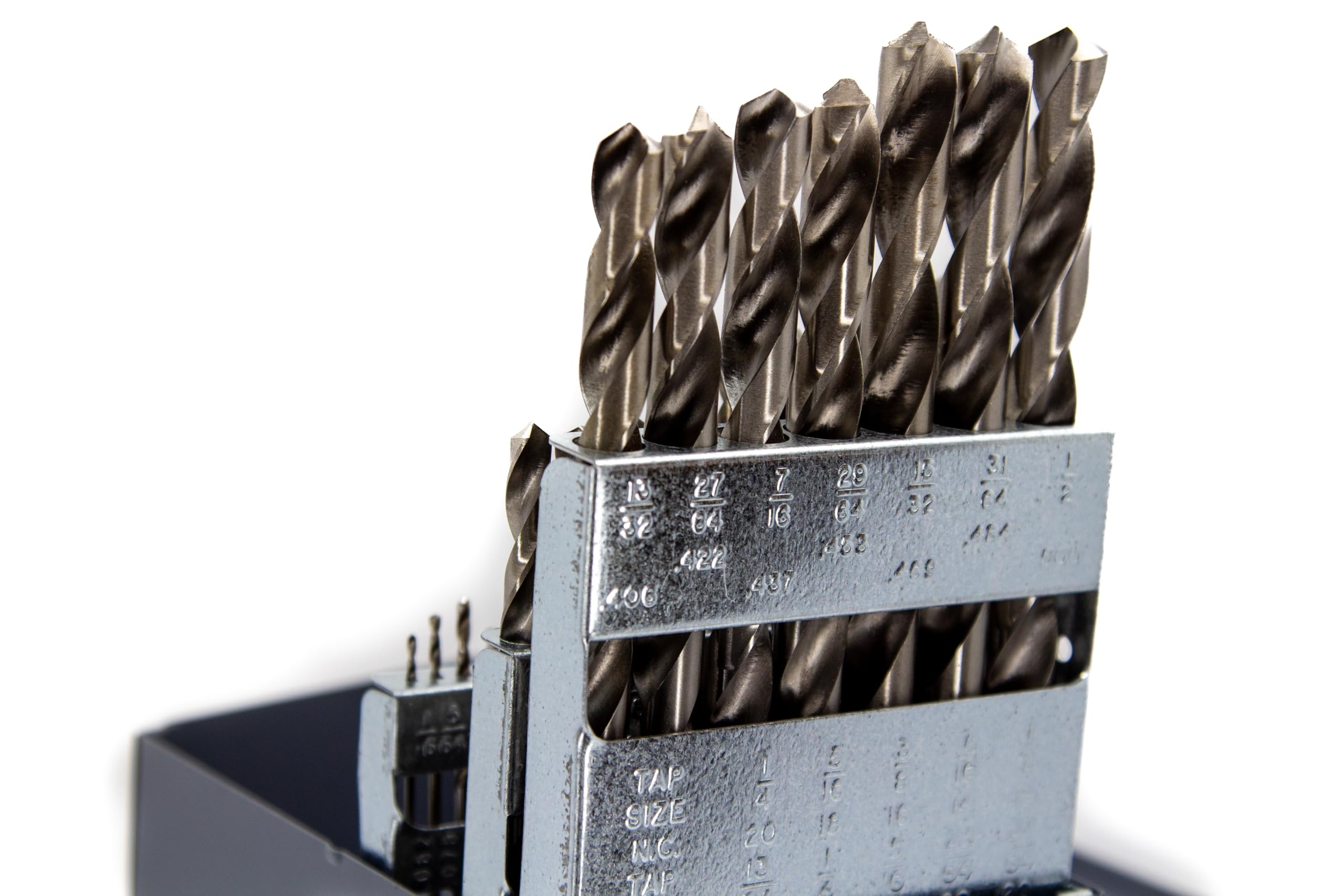 Drill América dwd29j-p-set HSS brillante acabado juego de brocas, 1/16 – 1/2 x 64ths, 29 piezas en maletín de metal