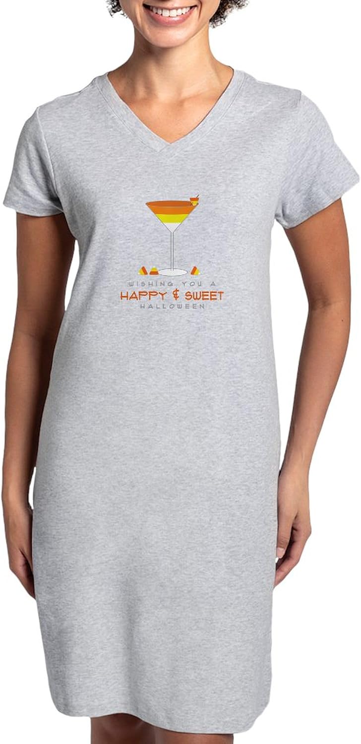 CafePress Sweet Halloween Women's Nightshirt, Soft Long Pajama Shirt, Cotton PJs/Pyjamas Heather Gray