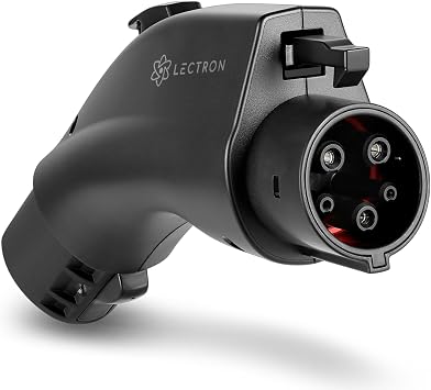 محول شحن Lectron NACS إلى J1772 EV - متوافق مع موصلات الحائط Tesla وشواحن الوجهة وموصلات الهاتف المحمول 80A و240V - للسيارات الكهربائية J1772 - أسود معتمد من UL 2252