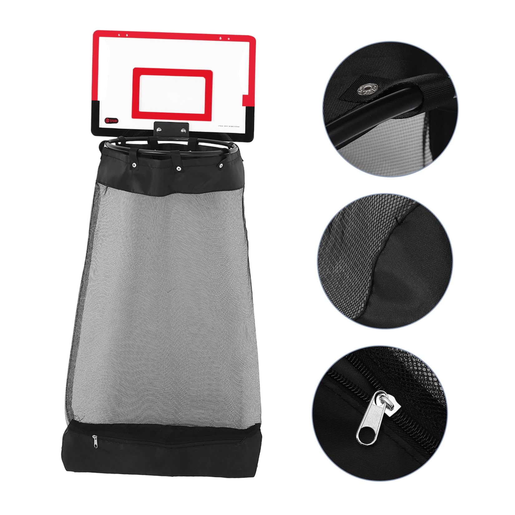 HEMOTON Hängender Wäschekorb mit Basketballkorb Platzsparend aus Kunststoff mit Reißverschluss und Haken für Schlafsäle und Kleine Wohnungen in Rot