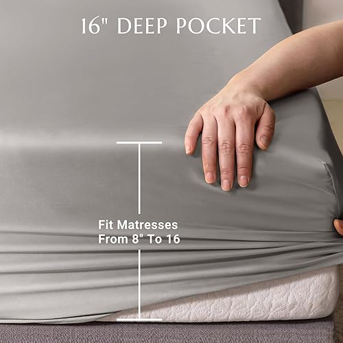 Miniatura 6 de THXSILK - Juego de sábanas de seda 4 piezas, 19 Momme, sábanas de seda de lujo, ultra suaves, duraderas, 100 % seda de morera de grado superior,