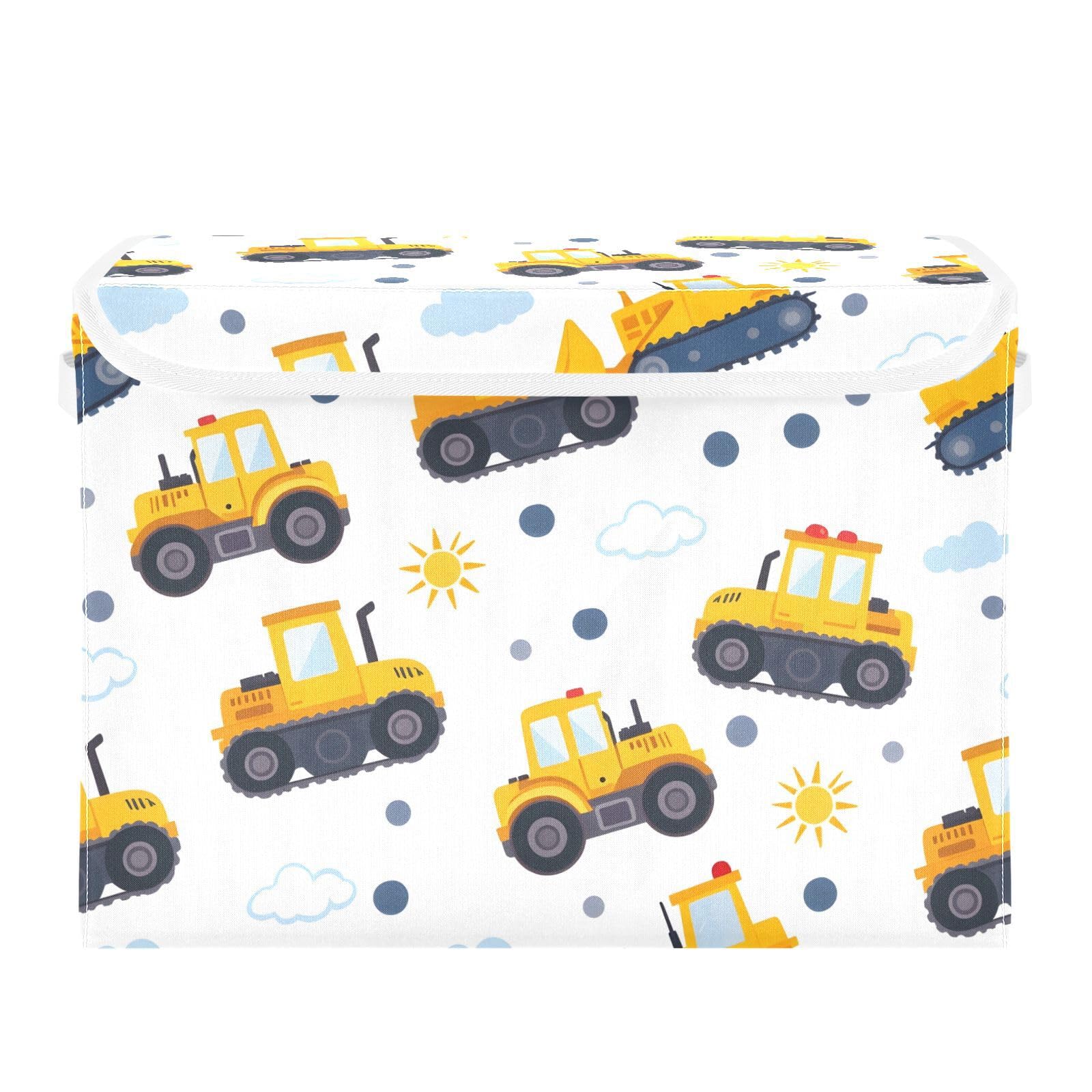 Boîtes de rangement pliables avec couvercle au design ludique de voiture dessin animé