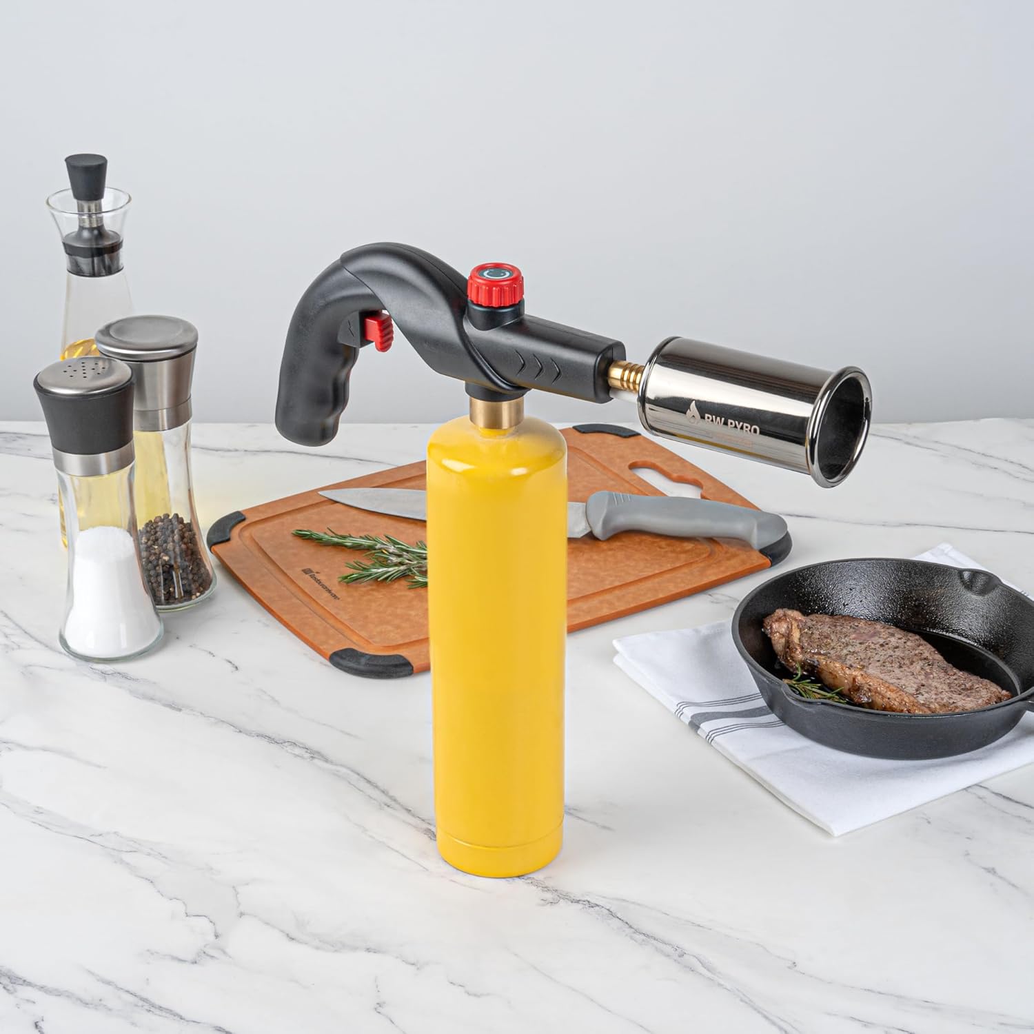 Restaurantware-RW Pyro MAPP Propane Torch Gun, 1 Refillable Cooking Blow Torch - Propane Gas Tank Not Included, Adjustable Flame, Black, For Searing Meat, Steak, Sous Vide And More
