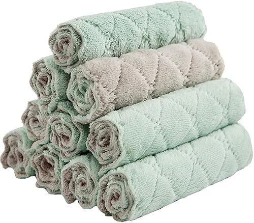 10 Pack Kitchen Cloth, Microfiber Dish Towels Washcloths, Super Absorbent