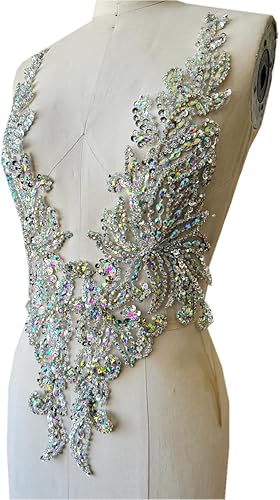 Miniatura 2 de Apliques de encaje hechos a mano con diamantes de imitación para coser en cuentas, parches de lentejuelas, accesorios para ropa de vestir de niña