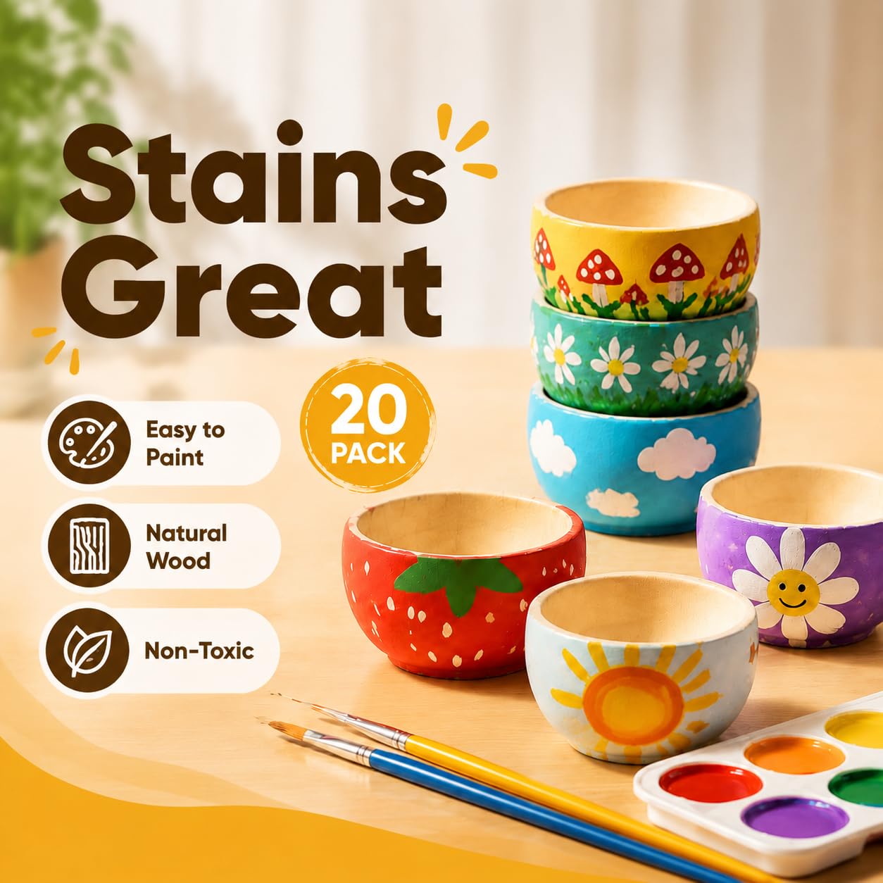 ZENFUN Confezione da 20 ciotole in legno, mini ciotole non finite per salsa, condimenti, noci, caramelle, frutta, antipasto e snack