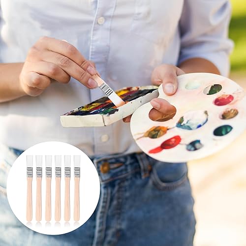 Miniatura 4 de Brocha de pintura de 5 pulgadas, cerdas suaves con mango de madera, pequeños pinceles de pintura para pared, retoque, gabinetes, vallas, herramienta