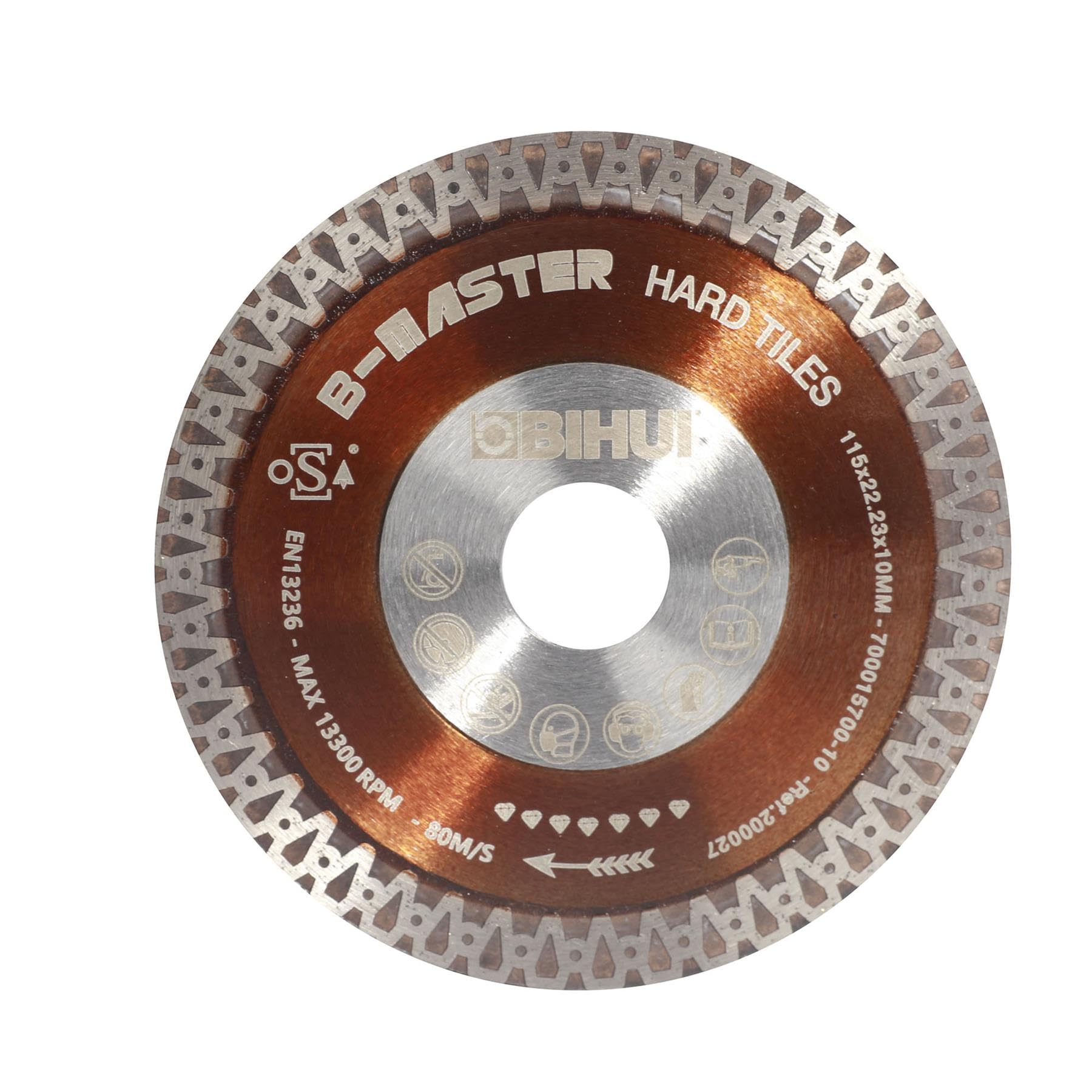 BIHUI B-Master - Disco de corte de diamante de 115 mm para azulejos y gres porcelánico, orificio de 22,23 mm
