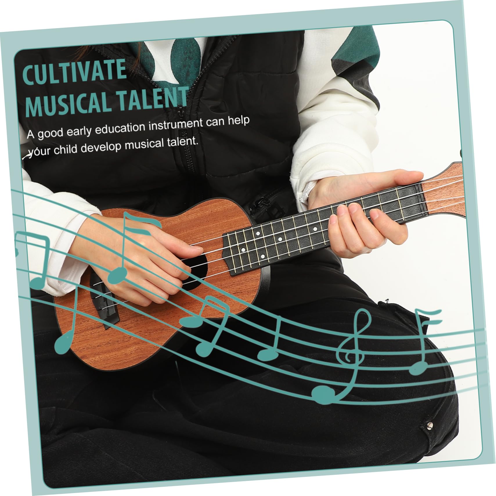 Ukulele per Principianti in Legno, Strumento Musicale a 4 Corde per Ragazzo Ragazza, per Pratica ed Educazione Musicale